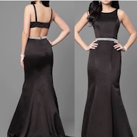 black mermaid prom dress with open back